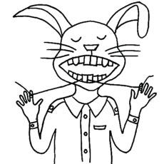 Bunny flosses tooth coloring page