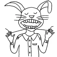 Bunny flosses tooth coloring page