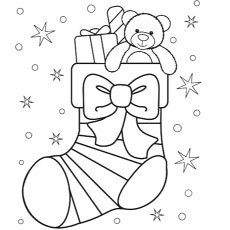 Christmas stocking with a bow coloring page