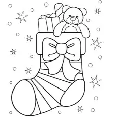 Christmas stocking with a bow coloring page