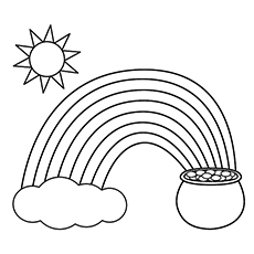 A pot of gold in clouds coloring page