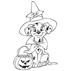The Dalmatian celebrating Halloween coloring page