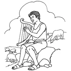 Coloring Pages of David Playing the Harp