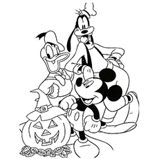 Disney characters Halloween coloring page