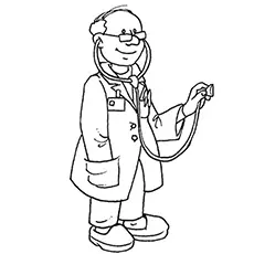 Doctor with stethoscope coloring page