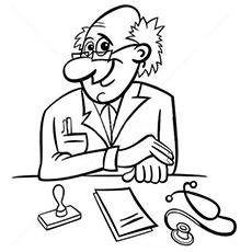 Doctor writing a prescription coloring page