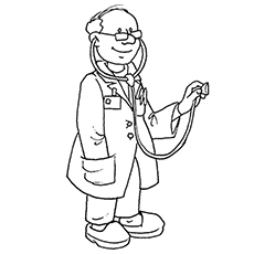 The doctor, community helper coloring page