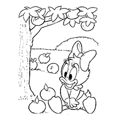Donald eating fruits in spring coloring pages