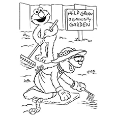Cleaning the garden mae and cute elmo coloring pages