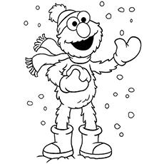 Enjoying winter cute elmo coloring pages