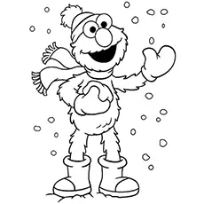 Enjoying winter cute elmo coloring pages