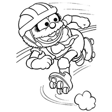 Playing roller skate cute elmo coloring pages