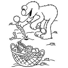 Picking vegetables cute elmo coloring pages