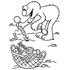 Picking vegetables cute elmo coloring pages
