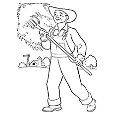 The farmer, community helper coloring page