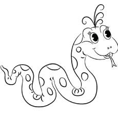 Female cartoon snake coloring page