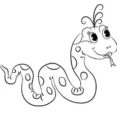 Female cartoon snake coloring page