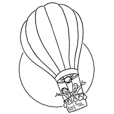 Flying away in a hot air balloon coloring pages