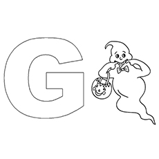 Letter g for ghost coloring page