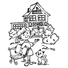 After Holidays Girl Going Back to School Coloring Pages_image