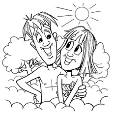 Happy Adam and Eve coloring pages