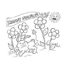 Happy spring coloring pages