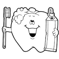 Happy tooth dental coloring page