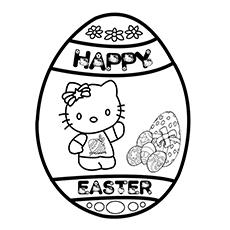 Hello kitty on Easter Egg Coloring Page