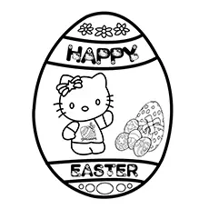Hello kitty on Easter Egg Coloring Page