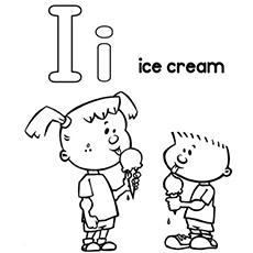 Letter i for ice cream coloring page