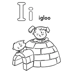 Letter i for igloo coloring page