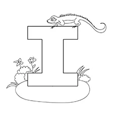Letter i for Iguana coloring page