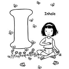 Letter i for inhale coloring page