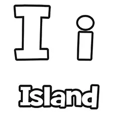 Letter i for island coloring page
