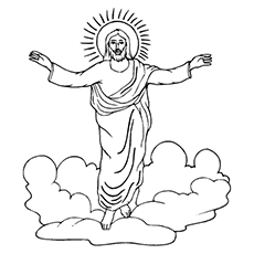 jesus coming in the clouds coloring page