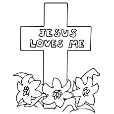 Jesus loves me cross coloring page