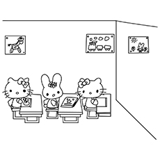 The kittens in school coloring page