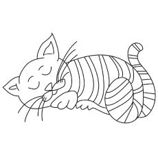 The kitty sleeping coloring pages