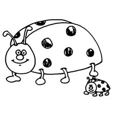 Ladybug with offspring coloring page