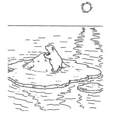 Little polar bear playing coloring pages