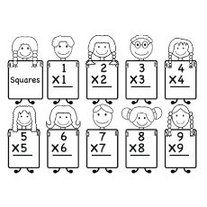 Little Children Shaped in Square for Multiplication Coloring Sheet