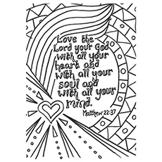 The Matthew Bible verse about loving God coloring page
