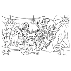 Mermaids and Seahorses Coloring Pages Free Printable