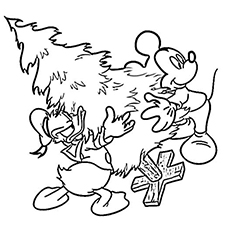 Mickey mouse and donald duck disney christmas coloring pages