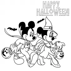 Mickey and Minnie Mouse, Disney Halloween coloring page