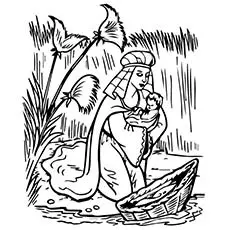 Baby Moses in Basket coloring page_image