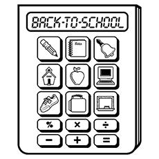 Multi Calculator with Icons of School to Color