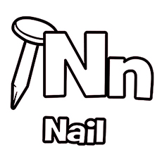N for nail, printable letter N coloring pages