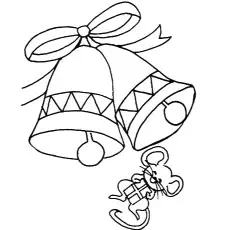 Mouse with cute bells coloring page