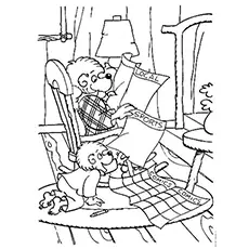 The papa bear reading news paper berenstain bears coloring pages